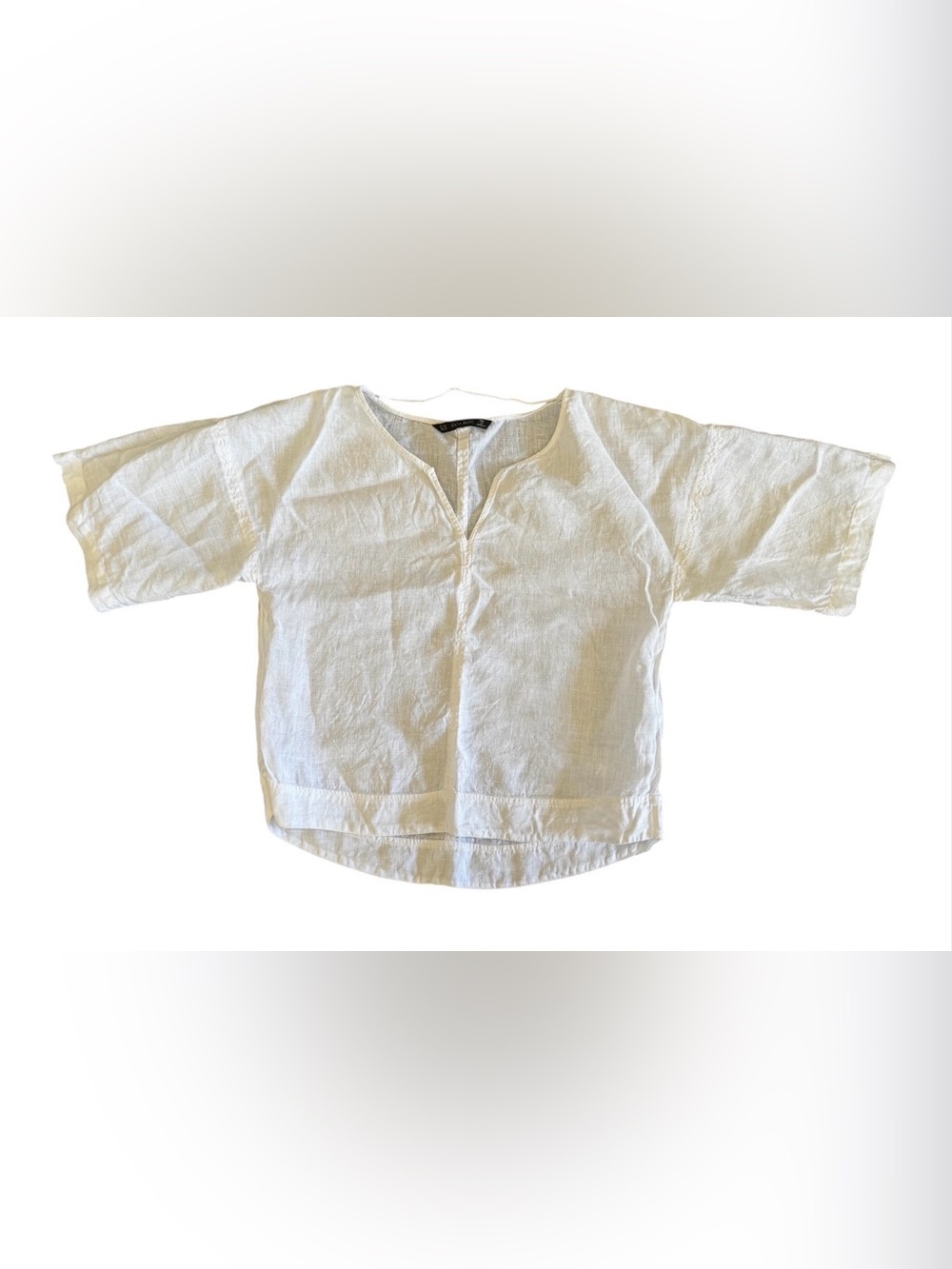 Zara size XS Linen Top cropped oversized capsule travel cool vacation beach